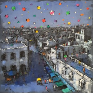 Zahid Saleem, 30 x 30 Inch, Acrylic on Canvas, Cityscape Painting, AC-ZS-171